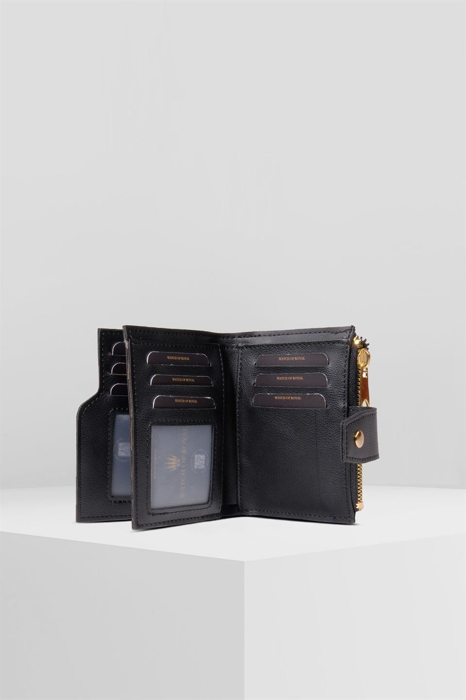 SİYAH KARTLIK VE CÜZDAN 12 ADET KART BÖLMELİ ÇITÇIT KİLİT SİSTEMLİ TASARIM CÜZDAN CORALINE