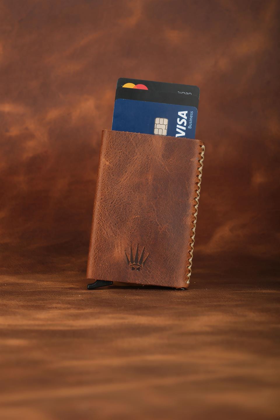 Cortex Slim Clot Taba Hakiki Deri Bölmeli Kızaklı Mekanizmalı Kartlık 