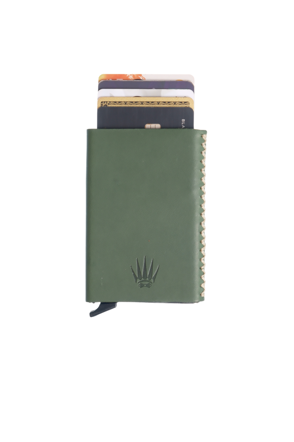 Cortex Slim Yeşil Hakiki Deri Bölmeli Kızaklı Mekanizmalı Kartlık