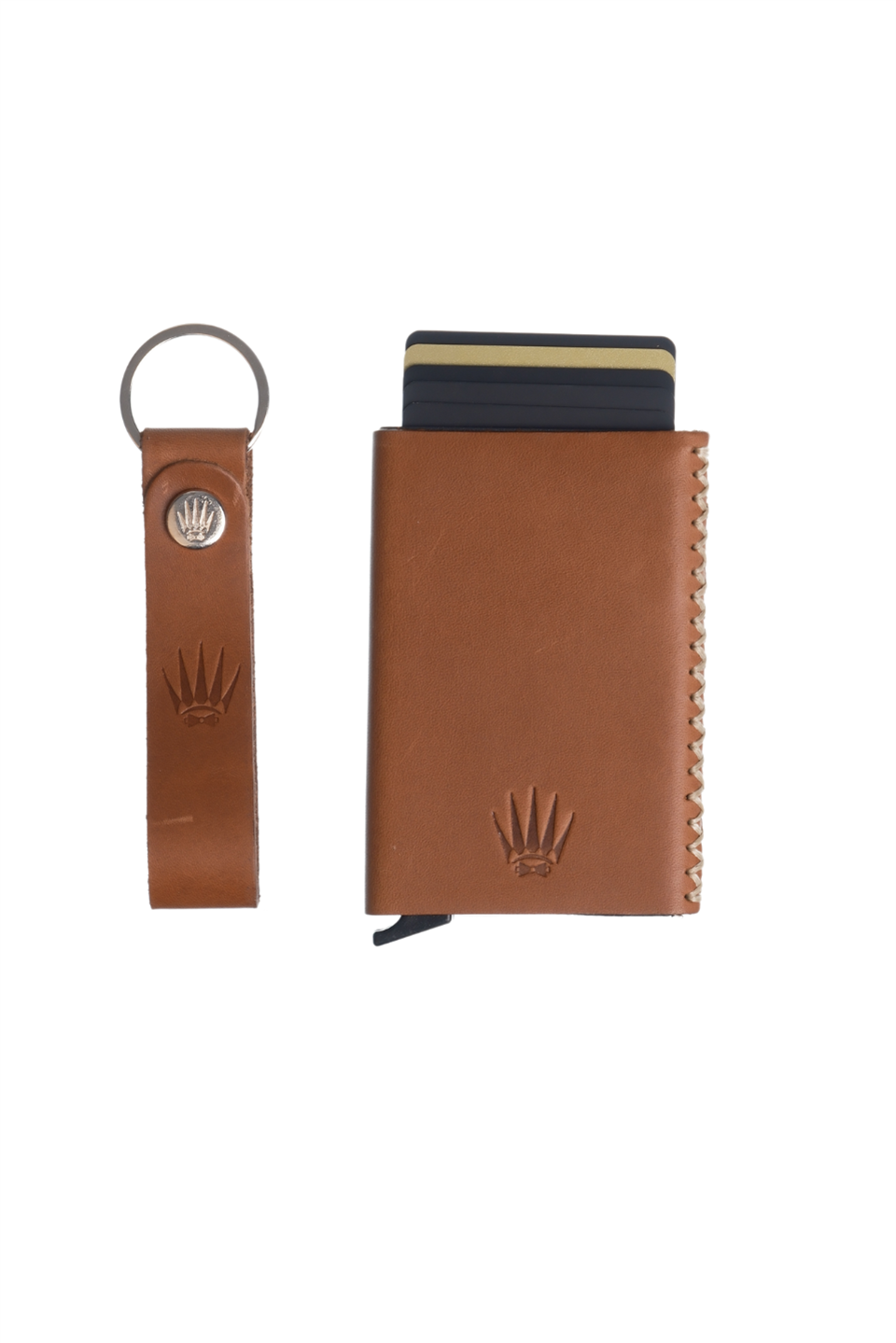 Hediye Seti Hakiki Deri Buttero Naturel Mekanizmalı Kartlık&Anahtarlık