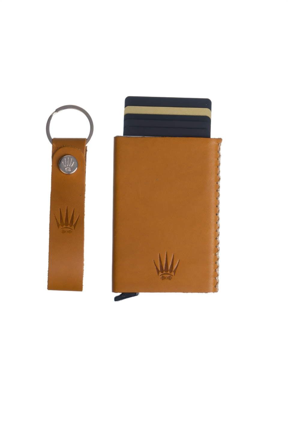 Hediye Seti Hakiki Deri Buttero Camel Mekanizmalı Kartlık&Anahtarlık