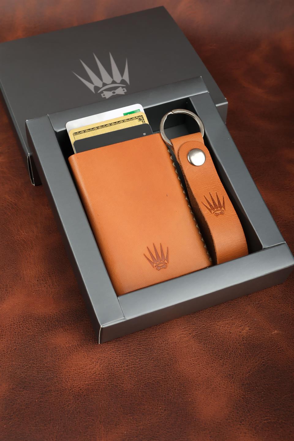 Hediye Seti Hakiki Deri Buttero Taba Mekanizmalı Kartlık&Anahtarlık