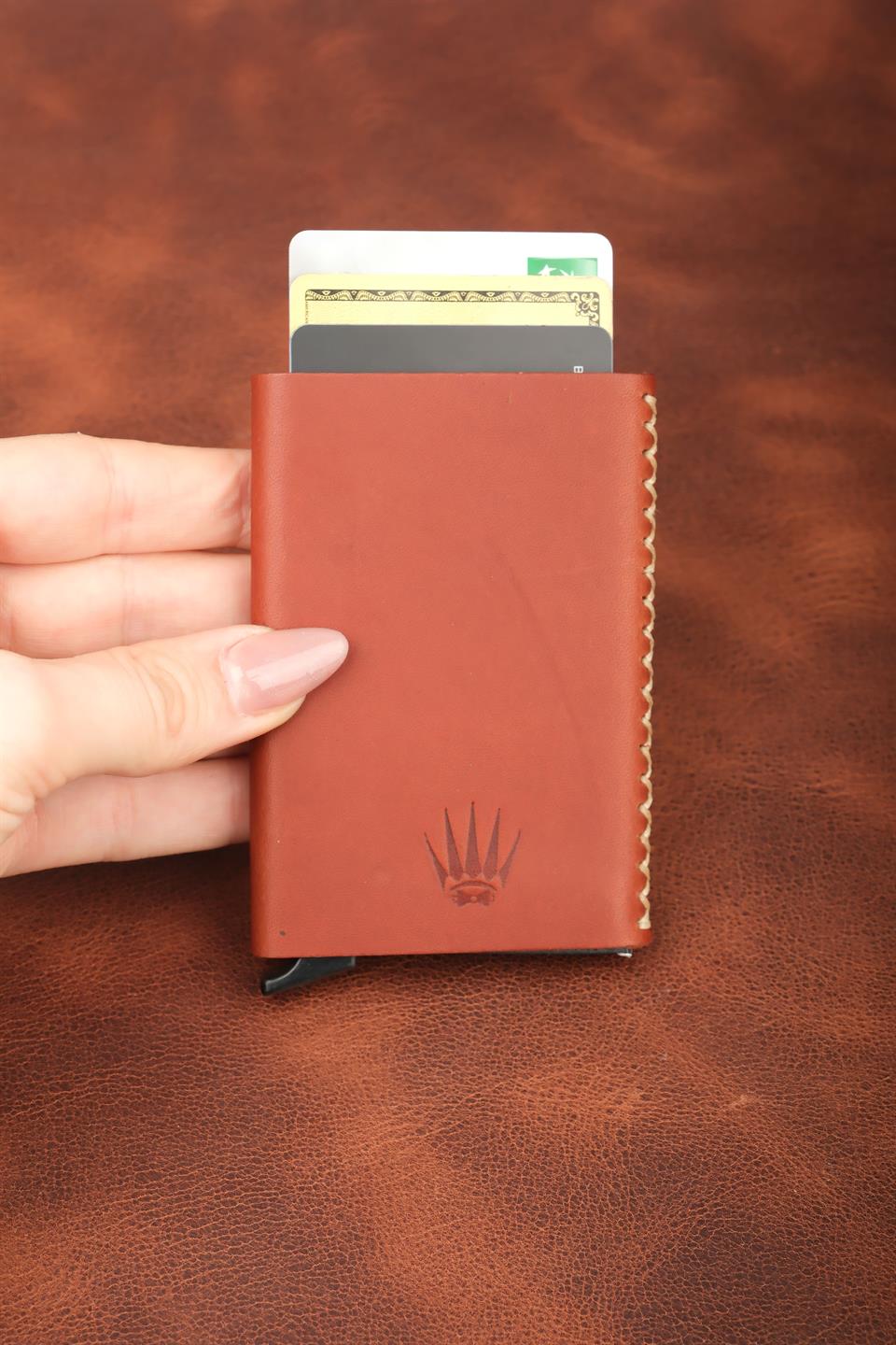 Hediye Seti Hakiki Deri Buttero Kiremit Mekanizmalı Kartlık&Anahtarlık