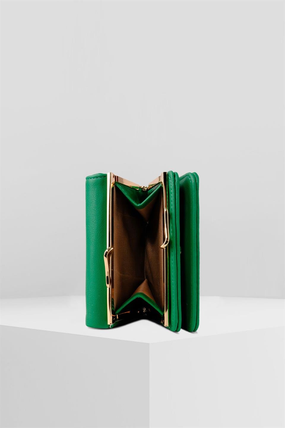 YEŞİL KARTLIK VE CÜZDAN 12 ADET KART BÖLMELİ ÇITÇIT KİLİT SİSTEMLİ TASARIM CÜZDAN HENRİ