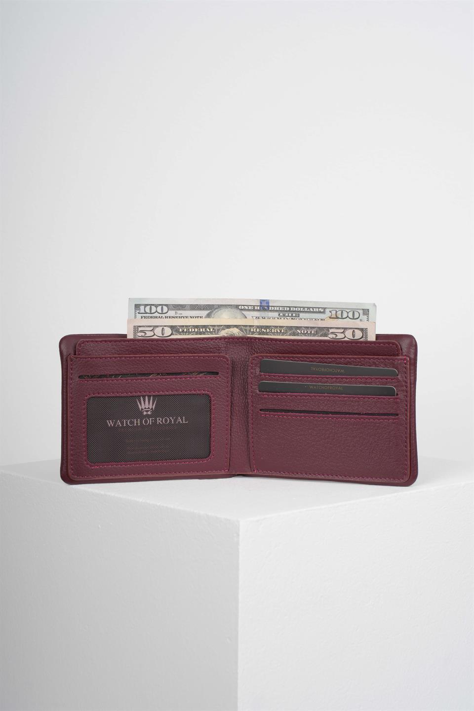 INSIDE ZIPPER BORDO HAKİKİ DERİ CÜZDAN