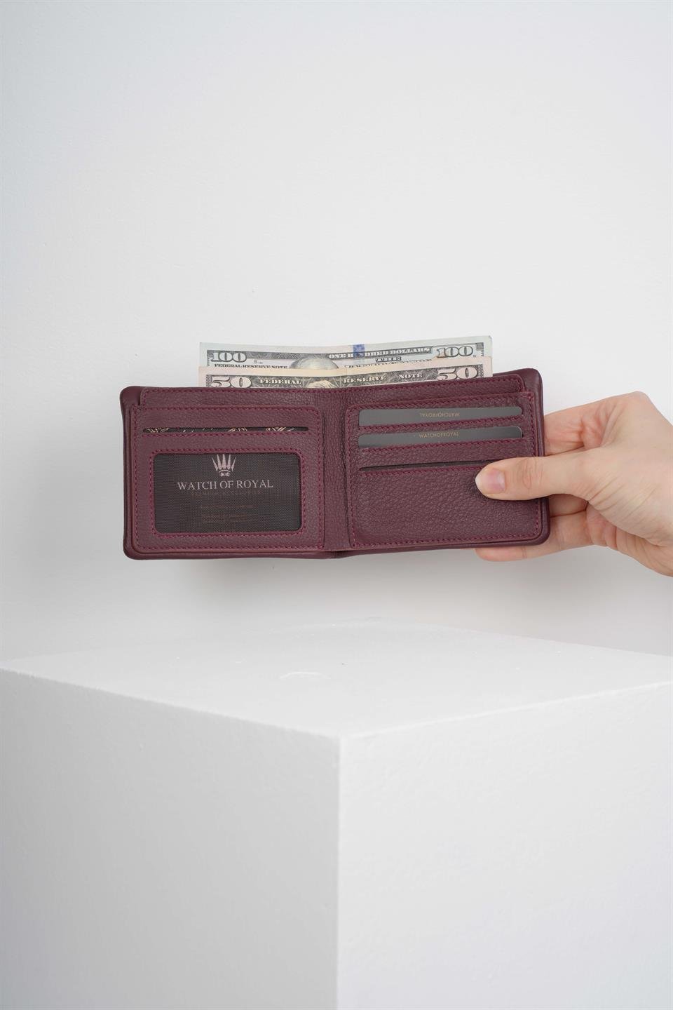 INSIDE ZIPPER BORDO HAKİKİ DERİ CÜZDAN