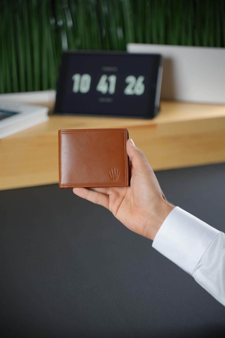 Hakiki Deri Cüzdan Taba 13 Kart Bölmeli Şeffaf Kimlik ve Ehliyet Alanı, Çift Para Bölmeli,Dikiş Detaylı Yumuşak Deri Kevin