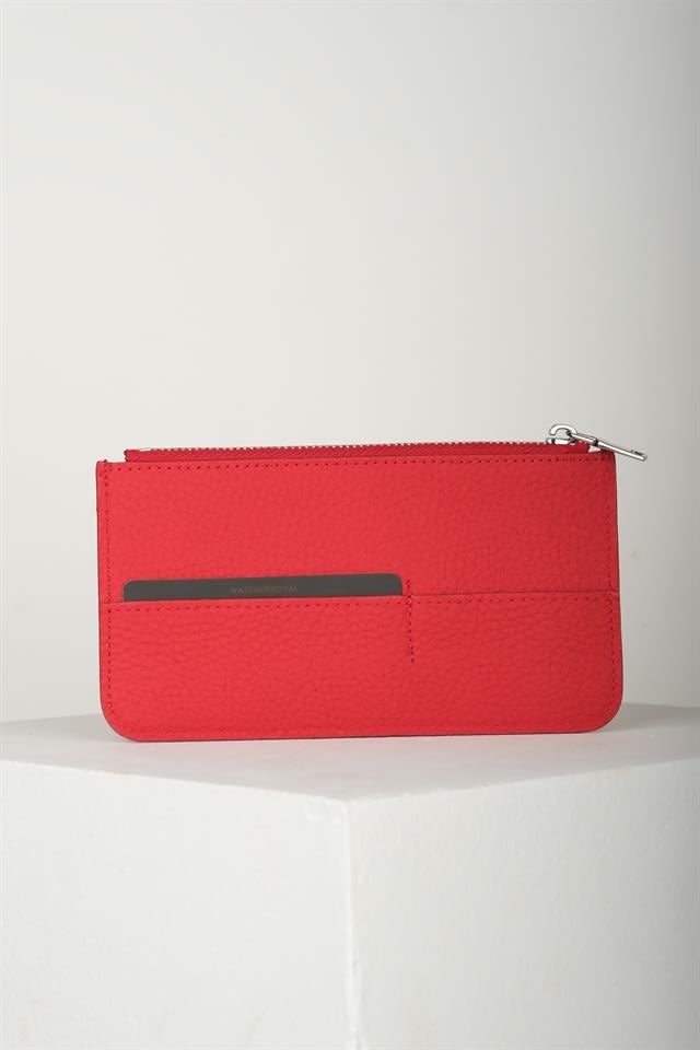 Lexis Kırmızı Hakiki Deri Fermuarlı Kartlık 