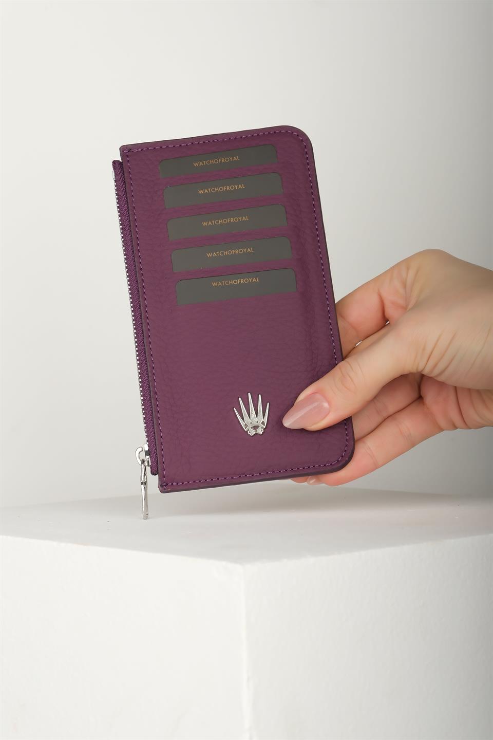 Lexis Mor Hakiki Deri Fermuarlı Kartlık 