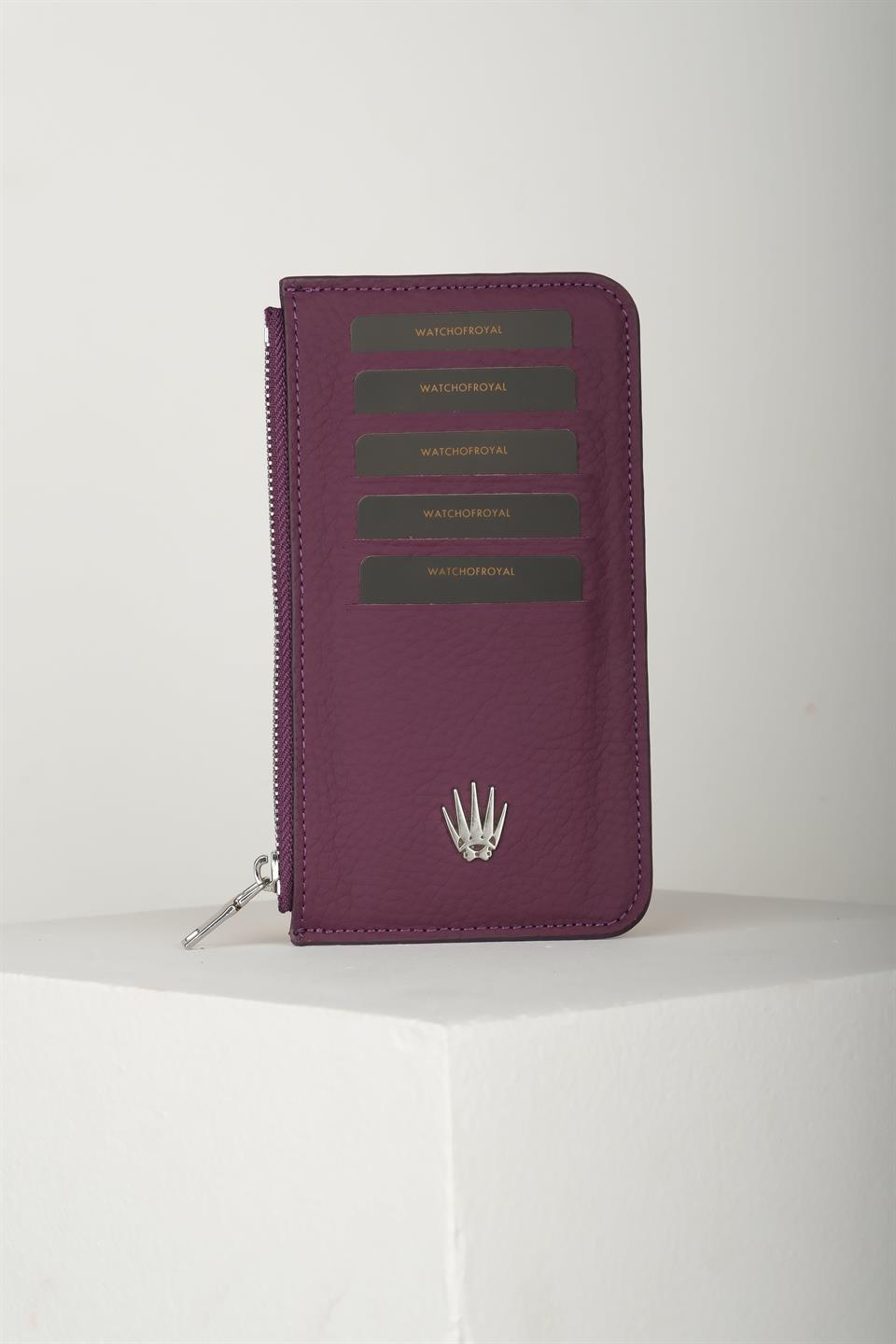 Lexis Mor Hakiki Deri Fermuarlı Kartlık 