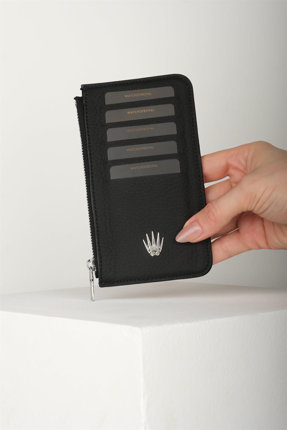 Lexis Siyah Hakiki Deri Fermuarlı Kartlık 