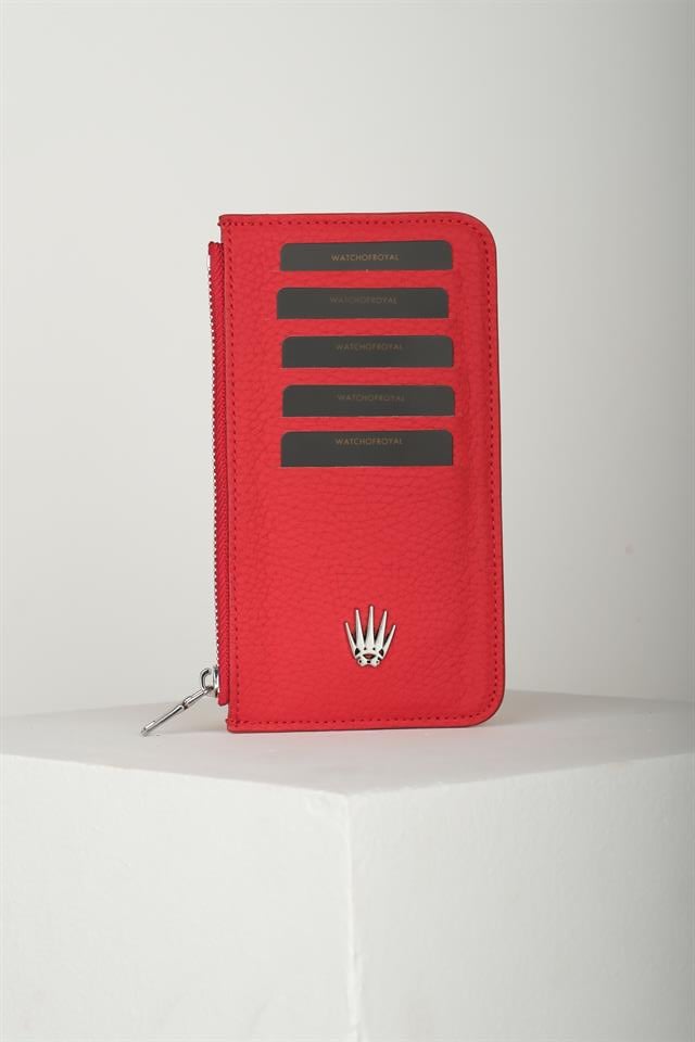 Lexis Kırmızı Hakiki Deri Fermuarlı Kartlık 