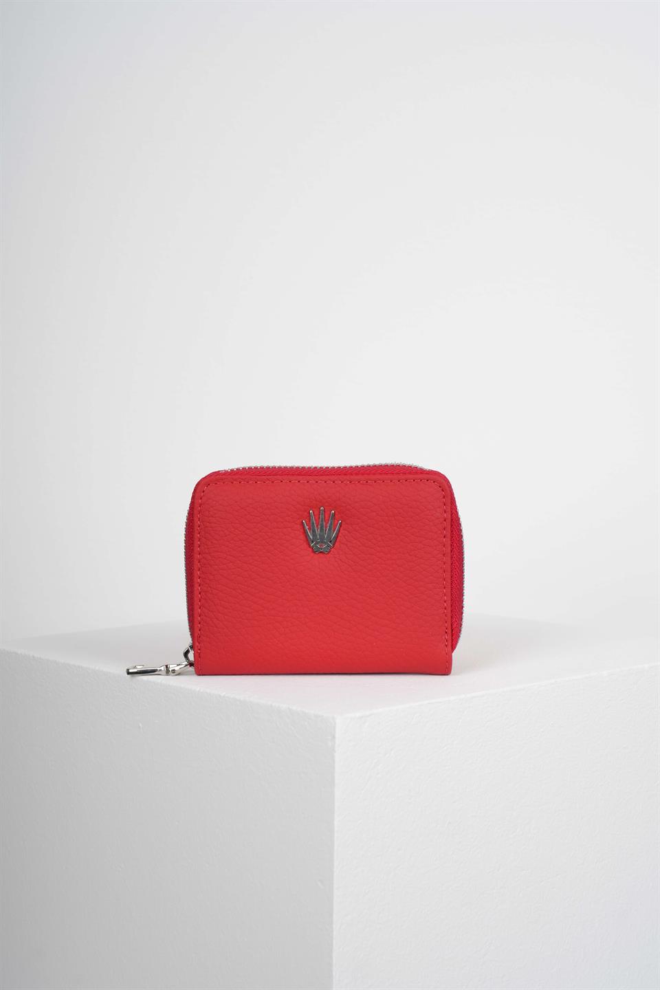 Lyon Kırmızı Hakiki Deri Cüzdan Kartlık 