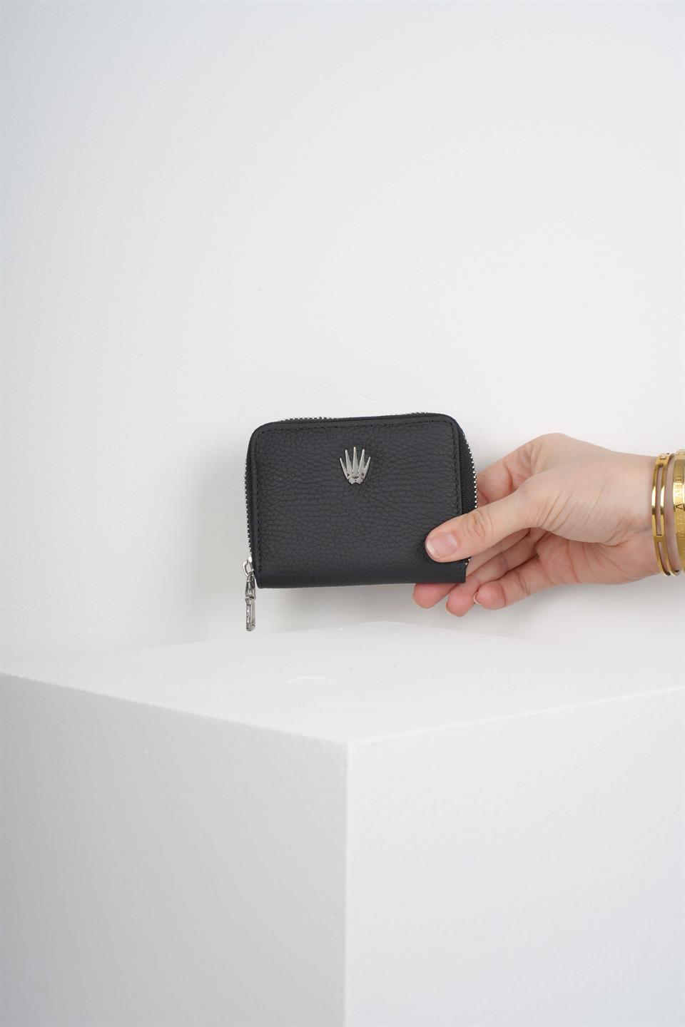 Lyon Siyah Hakiki Deri Cüzdan Kartlık 