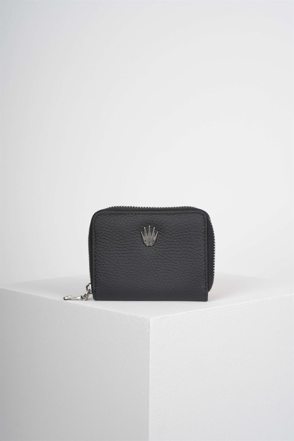 Lyon Siyah Hakiki Deri Cüzdan Kartlık 