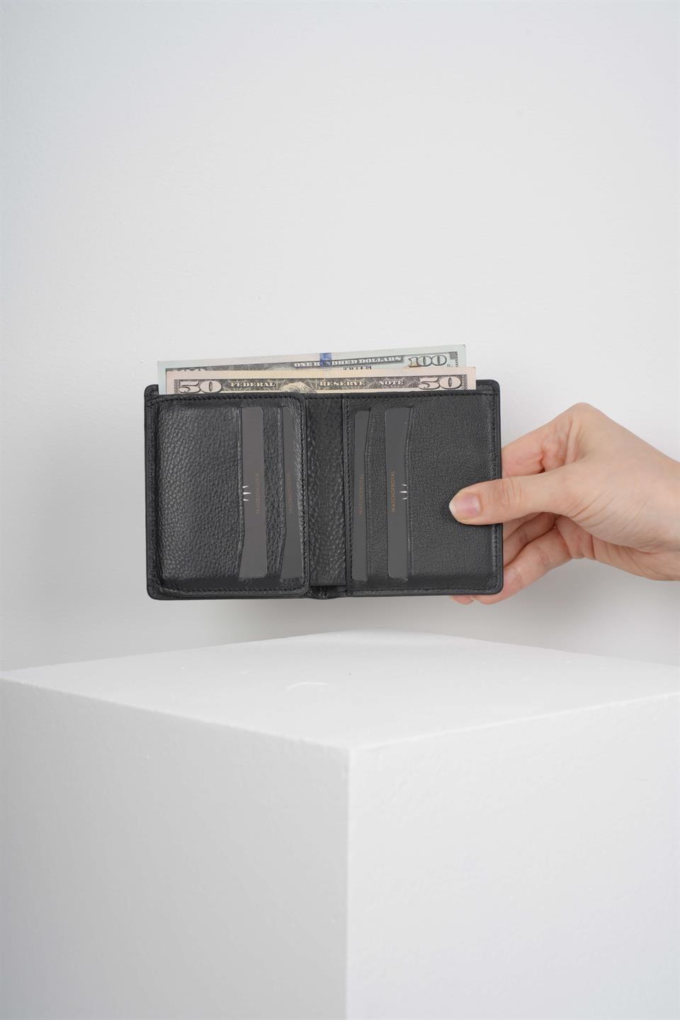 MONREO PETEK SİYAH HAKİKİ DERİ CÜZDAN   