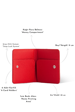 Slim Hakiki Deri Red Kartlık & Cüzdan - 8 Kart Bölmeli, Çelik Çıtçıt Kilit Sistemi, Para Bölmeli Dikiş Detaylı Pair