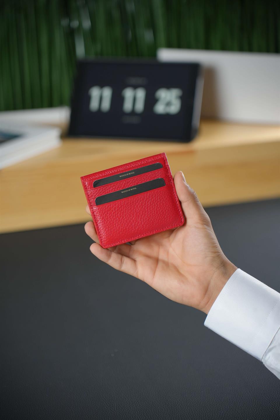 Slim Hakiki Deri Red Kartlık & Cüzdan - 8 Kart Bölmeli, Çelik Çıtçıt Kilit Sistemi, Para Bölmeli Dikiş Detaylı Pair