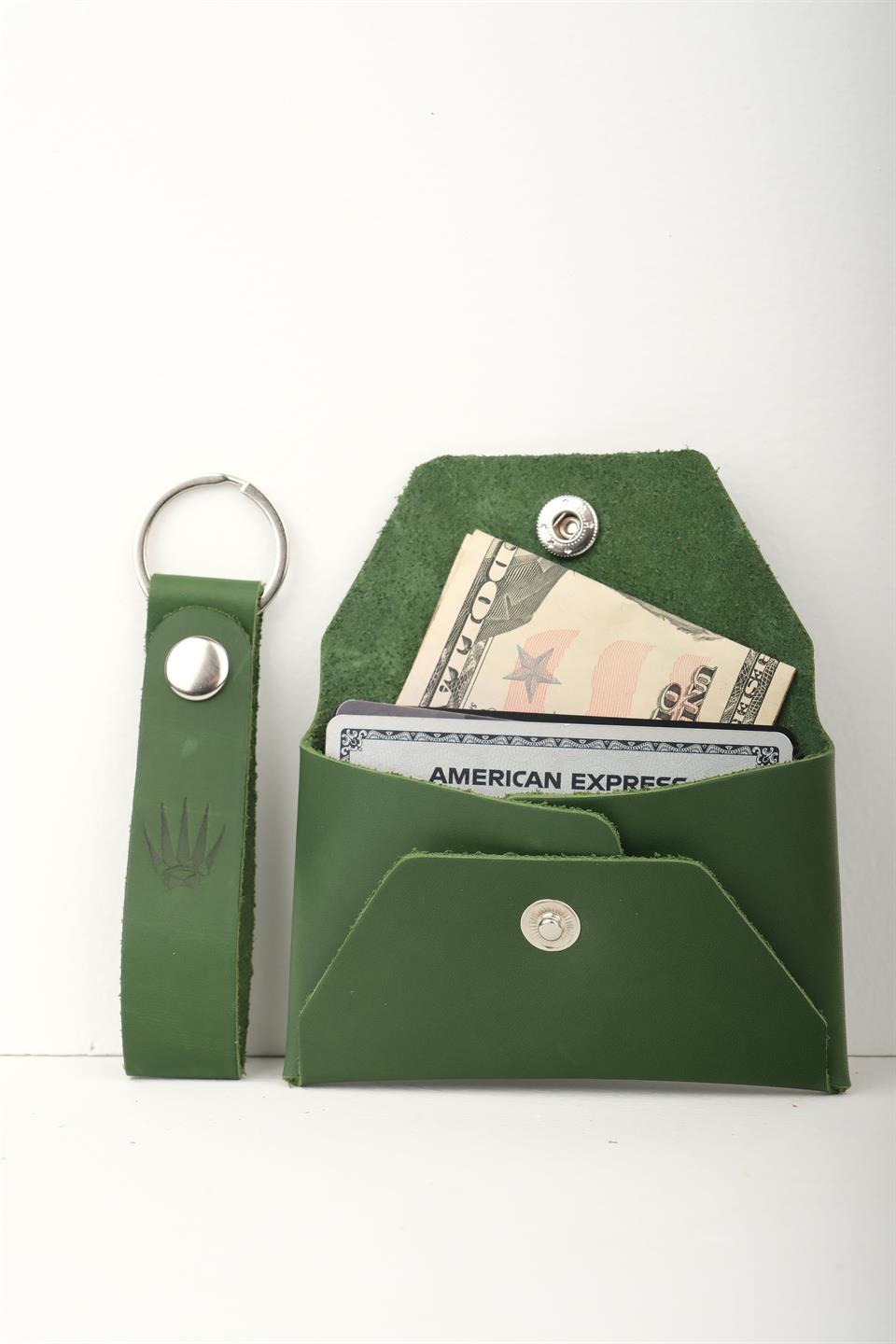 Hediye Seti Hakiki Deri Buttero Yeşil Cüzdan&Anahtarlık 