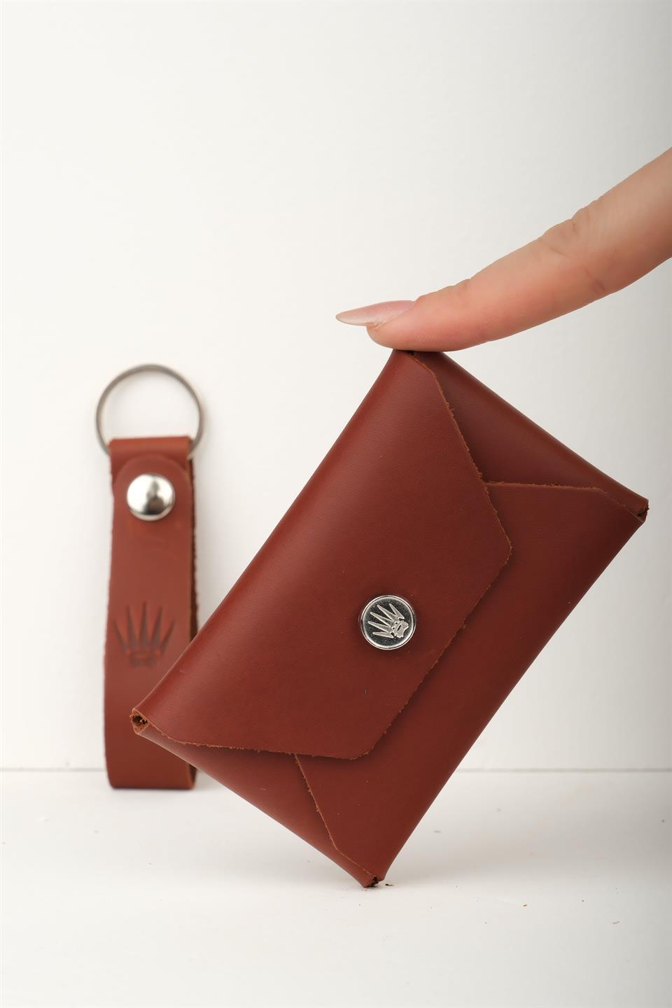 Hediye Seti Hakiki Deri Buttero Kiremit Cüzdan&Anahtarlık 