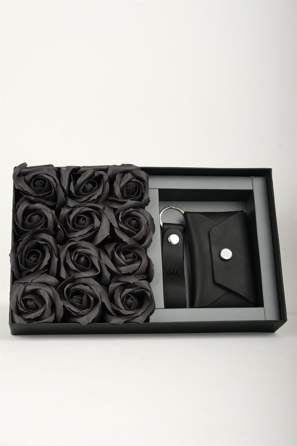 Ççiekli Hediye Seti Hakiki Deri Buttero Siyah Cüzdan&Anahtarlık 