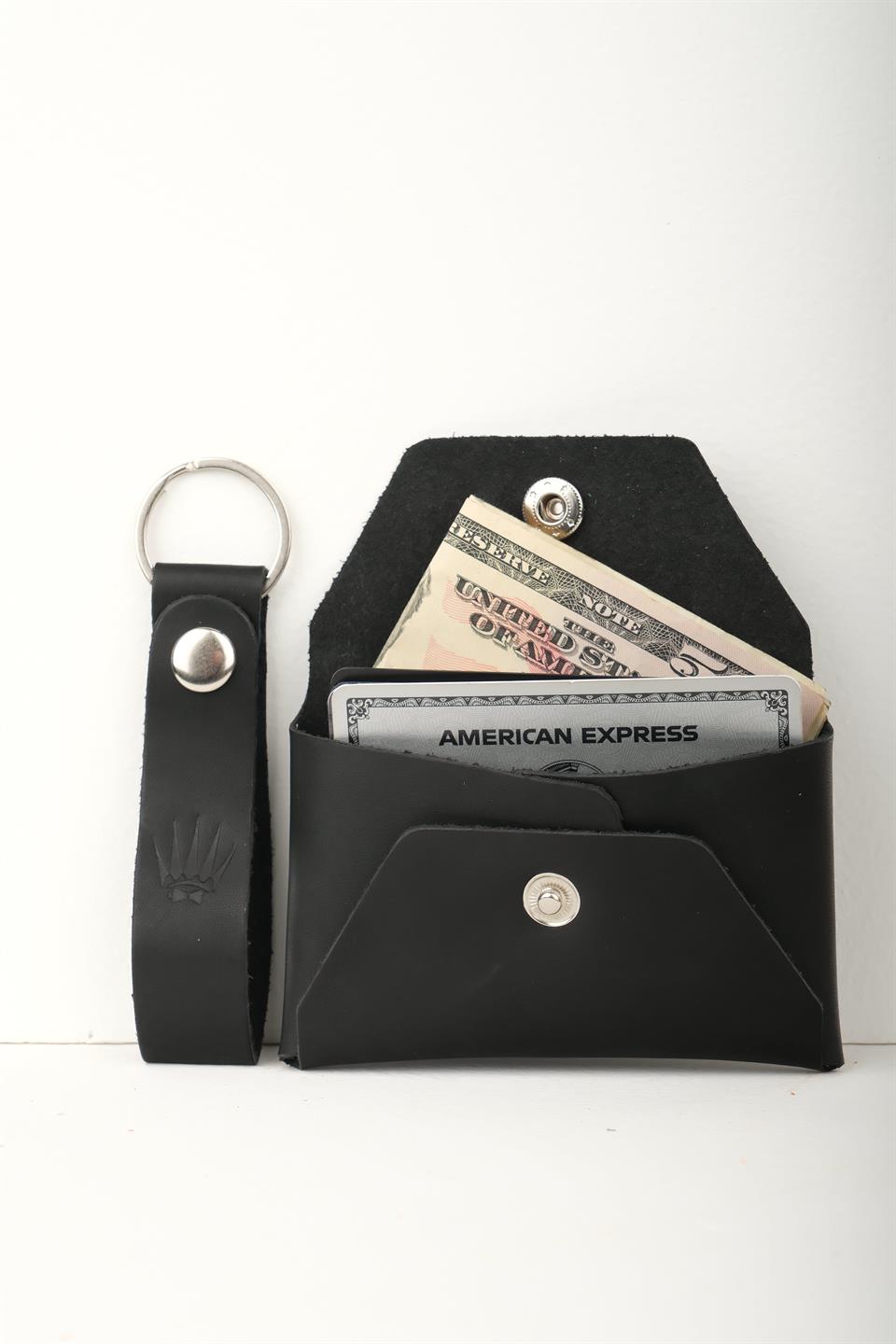 Ççiekli Hediye Seti Hakiki Deri Buttero Siyah Cüzdan&Anahtarlık 