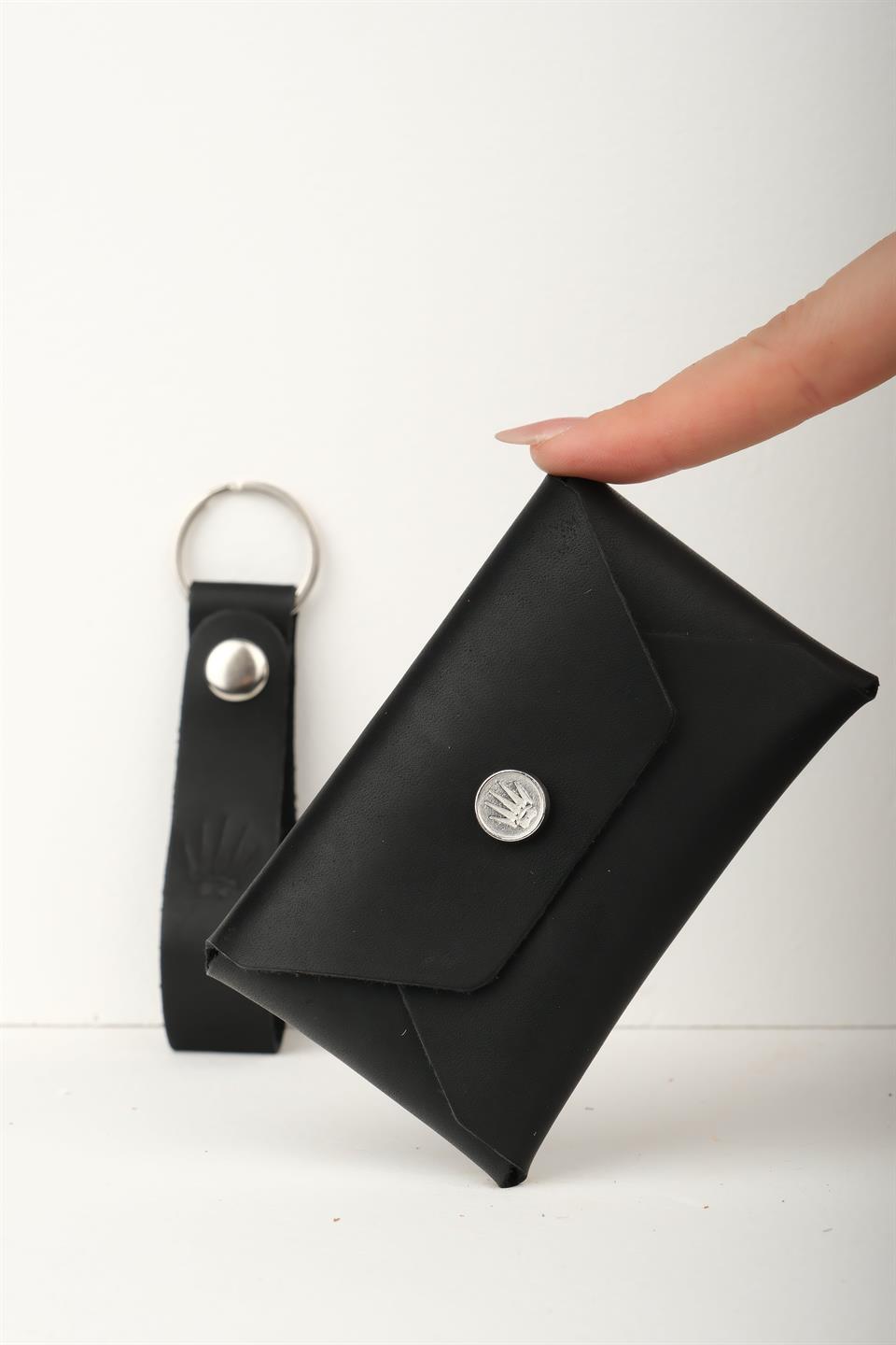 Hediye Seti Hakiki Deri Buttero Siyah Cüzdan&Anahtarlık 