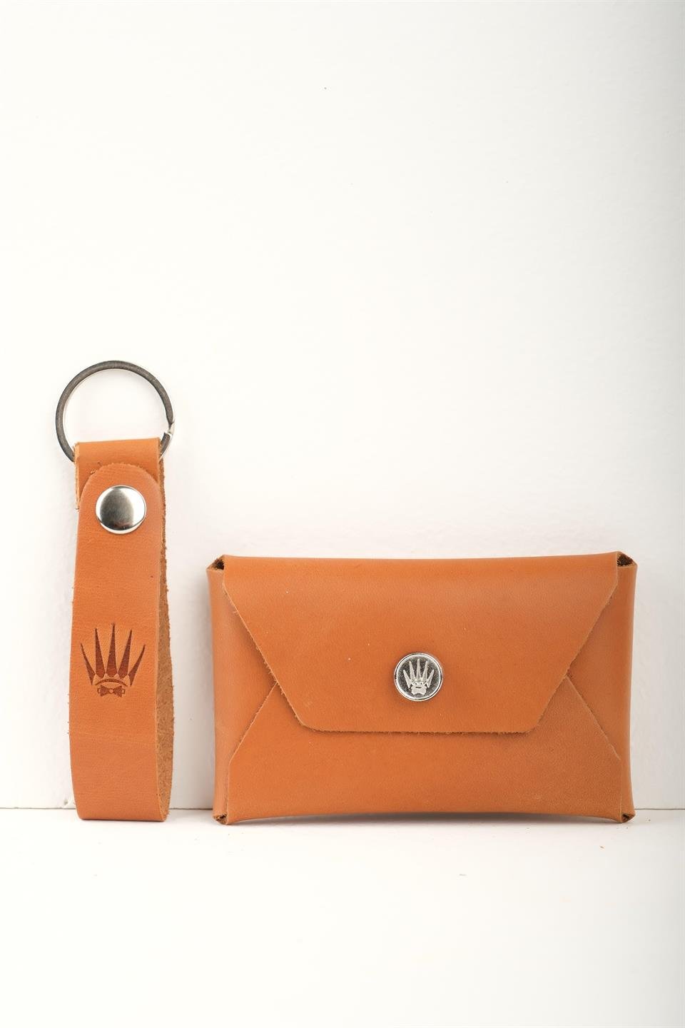 Çiçekli Hediye Seti Hakiki Deri Buttero Naturel Cüzdan&Anahtarlık 