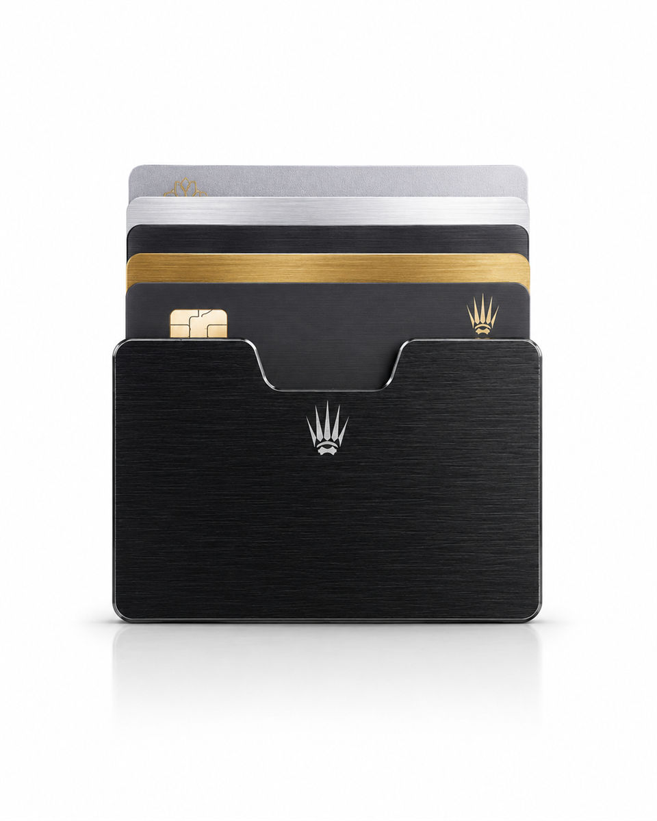 XAVI BLACK METAL CARD HOLDER WALLET