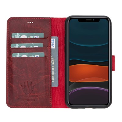 MAGIC WALLET IPHONE 11 PRO BORDO CUZDAN + KILIF