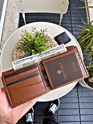 Hakiki Deri Cüzdan Taba 13 Kart Bölmeli Şeffaf Kimlik ve Ehliyet Alanı, Çift Para Bölmeli,Dikiş Detaylı Yumuşak Deri Kevin