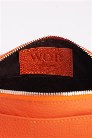 VALERIO ORANGE GENUINE LEATHER HAND BAG