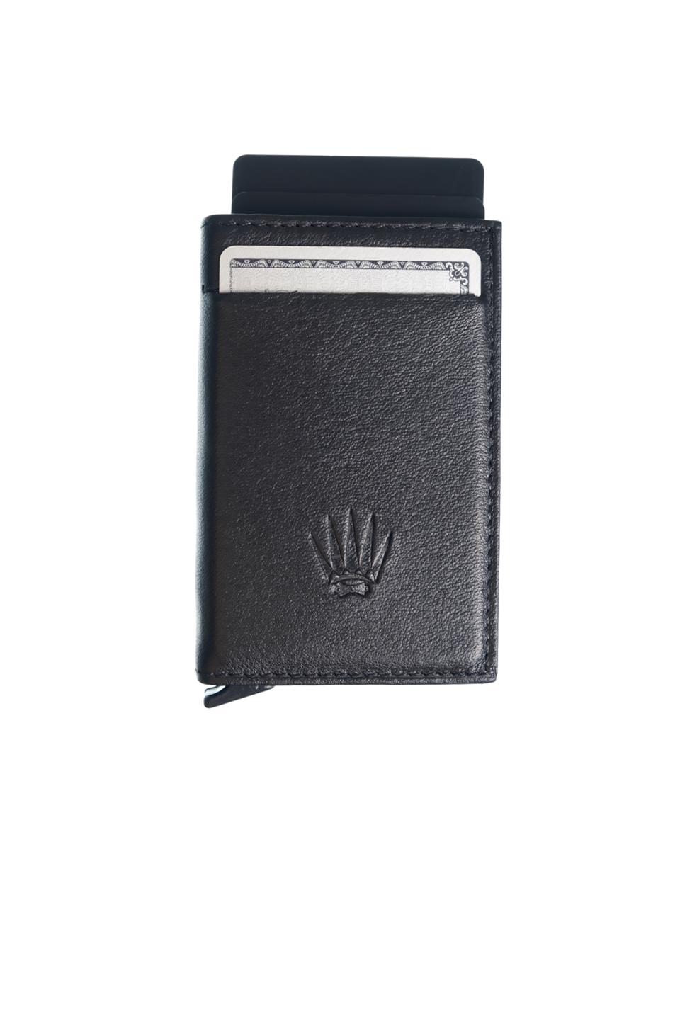 Hakiki Deri Siyah 12 Kart Kapasiteli RFID Korumalı Mekanizmalı Kartlık