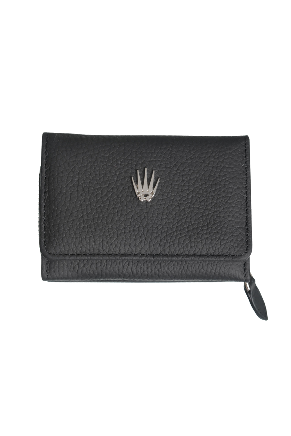 Hakiki Deri Cüzdan Siyah Kart Bölmeli Fermuarlı Çift Para Bölmeli Cüzdan Negro