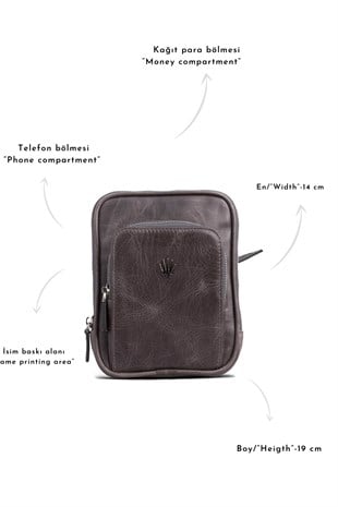 BLED efekt GRİ HAKİKİ DERİ EL ÇANTASI