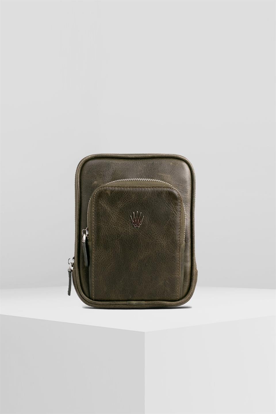 BLED efekt YEŞİL HAKİKİ DERİ EL ÇANTASI