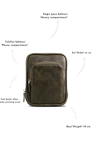 BLED efekt YEŞİL HAKİKİ DERİ EL ÇANTASI