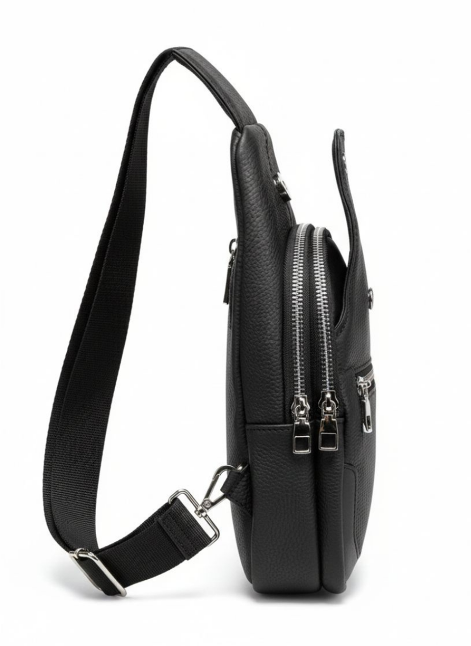 Bold Bag Siyah Çapraz Hakiki Deri Çanta