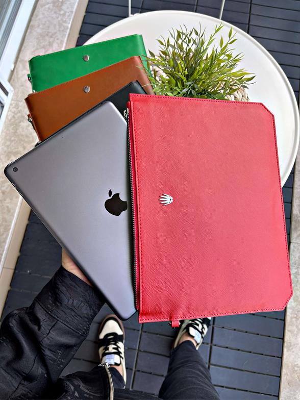 Özel Vegan Deri Kırmızı El Çantası Telefon ve Para Bölmeli El Tutma Askısı Minimalist Portföy Çanta Clutch