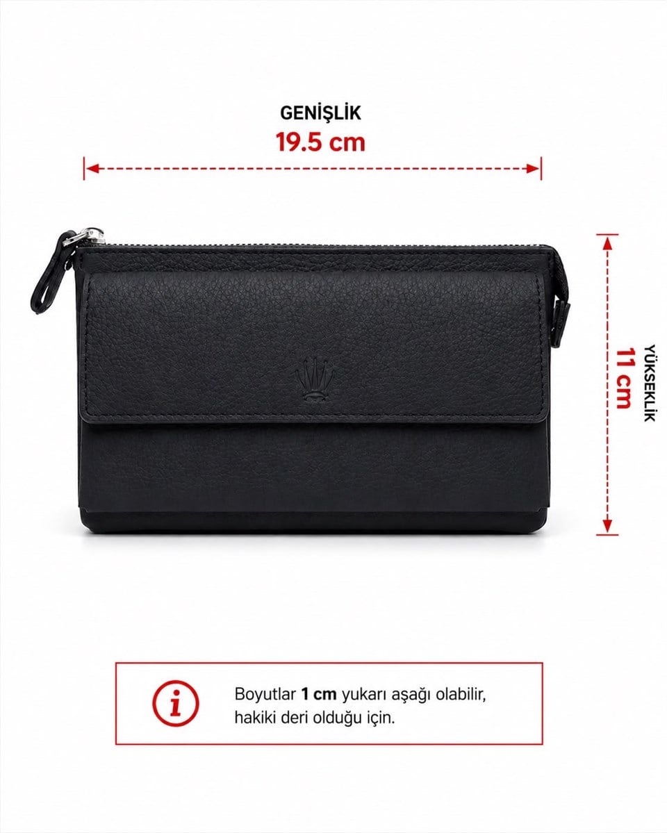 Corven Black Hakiki Deri El Çantası