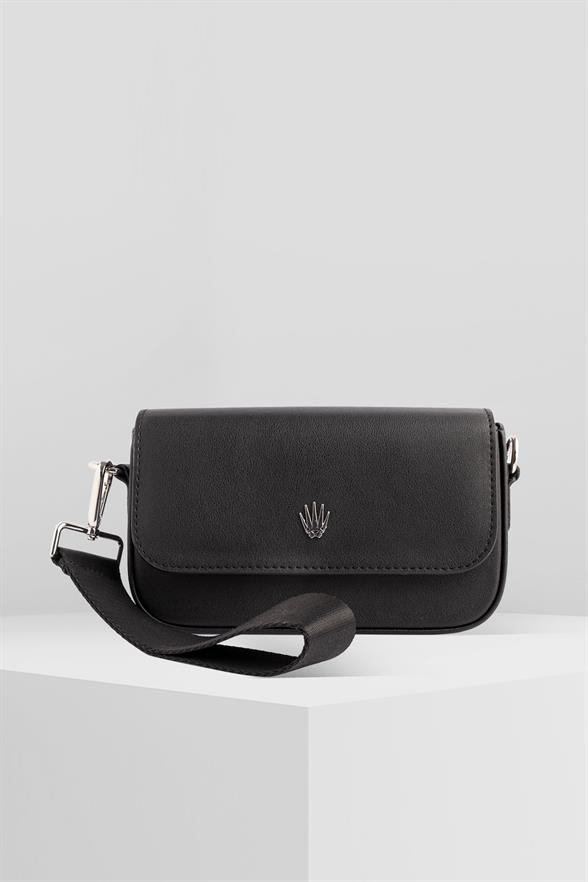 FLAP BLACK UNISEX HAND BAG