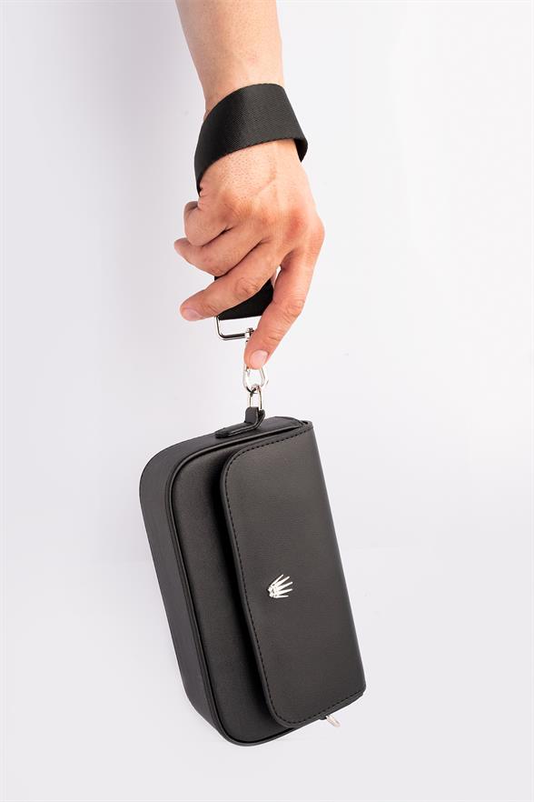 FLAP BLACK UNISEX HAND BAG