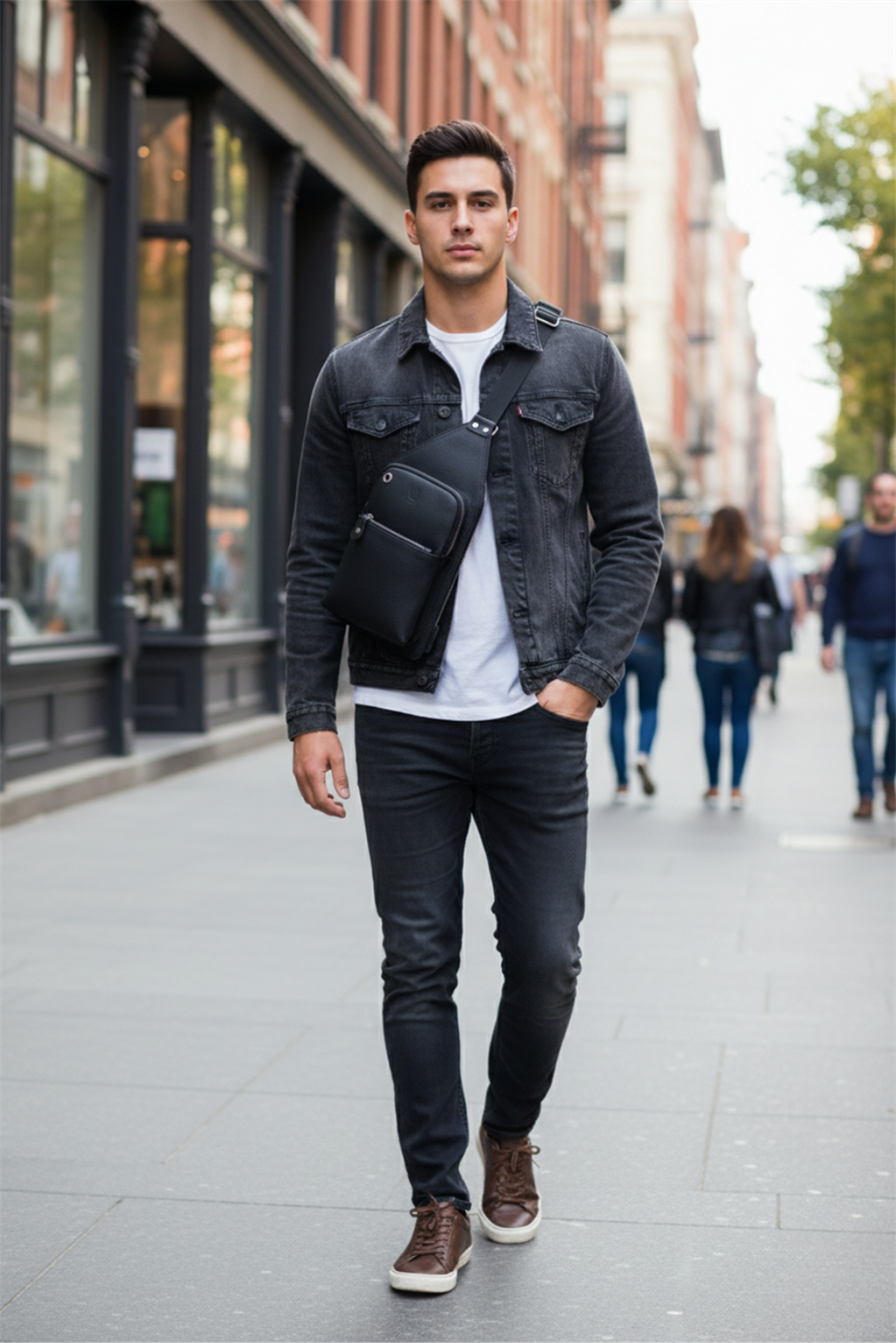 Rust Bag Siyah Çapraz Hakiki Deri Çanta