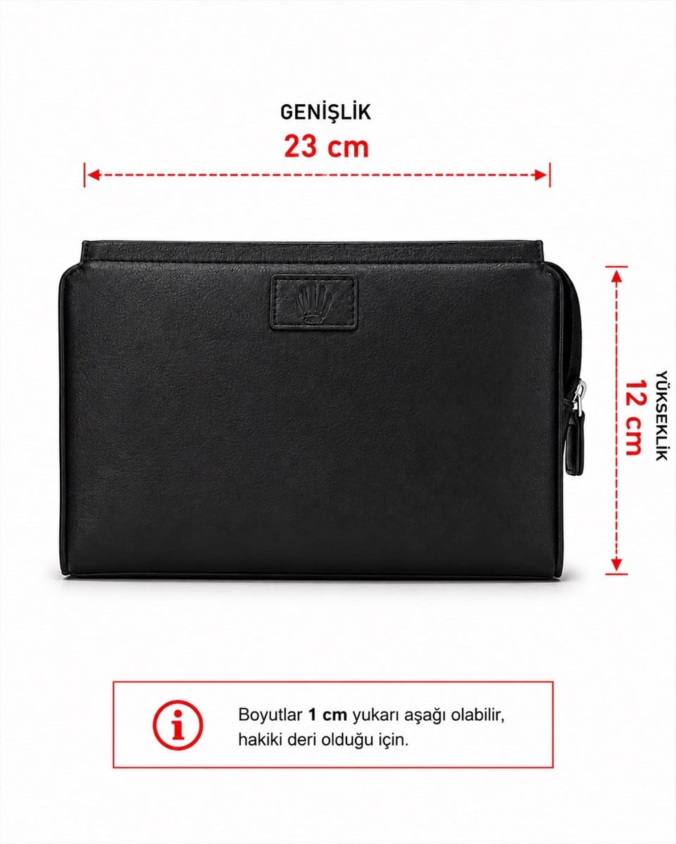 Vion Black Hakiki Deri El Çantası