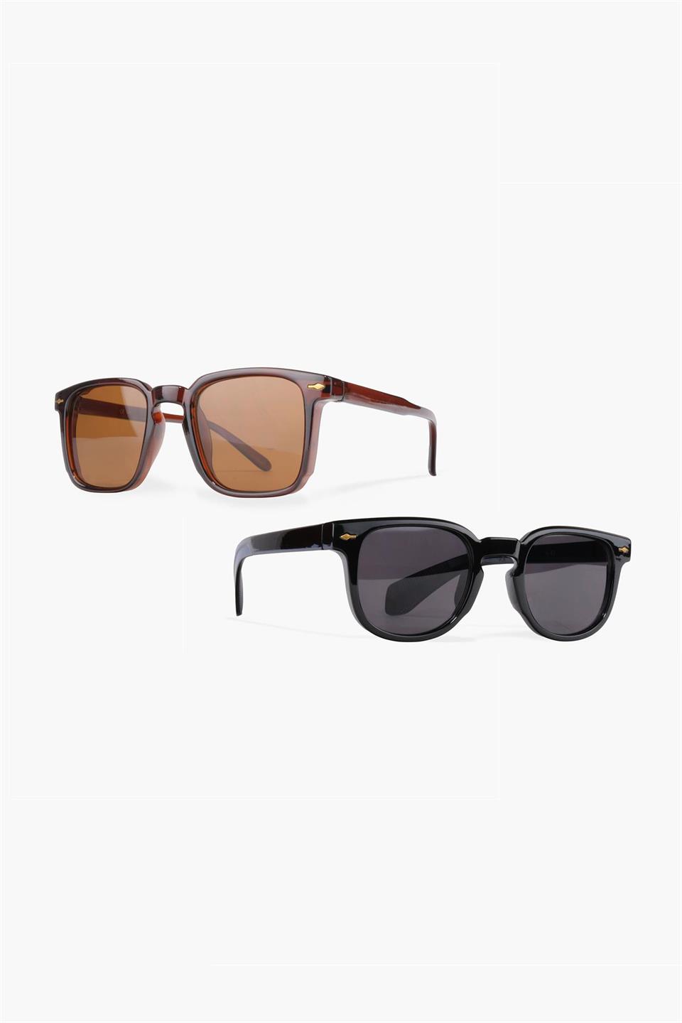 SET OF TWO VINTAGE BLACK-DARK BROWN UNISEX SUNGLASSES