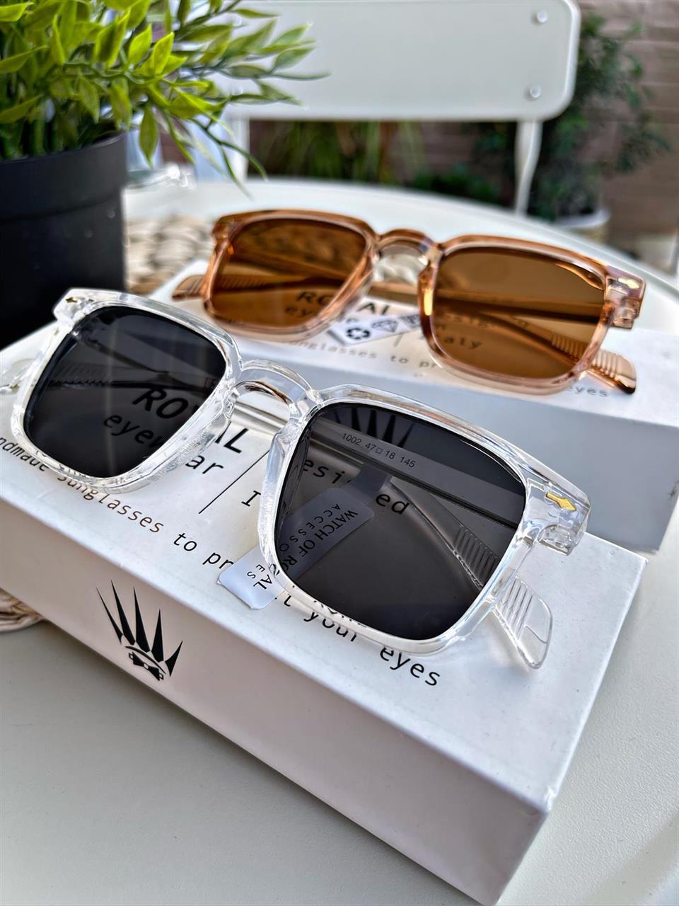  SET OF TWO VINTAGE TRANSPARENT GRAY-ROSE SUNGLASSES