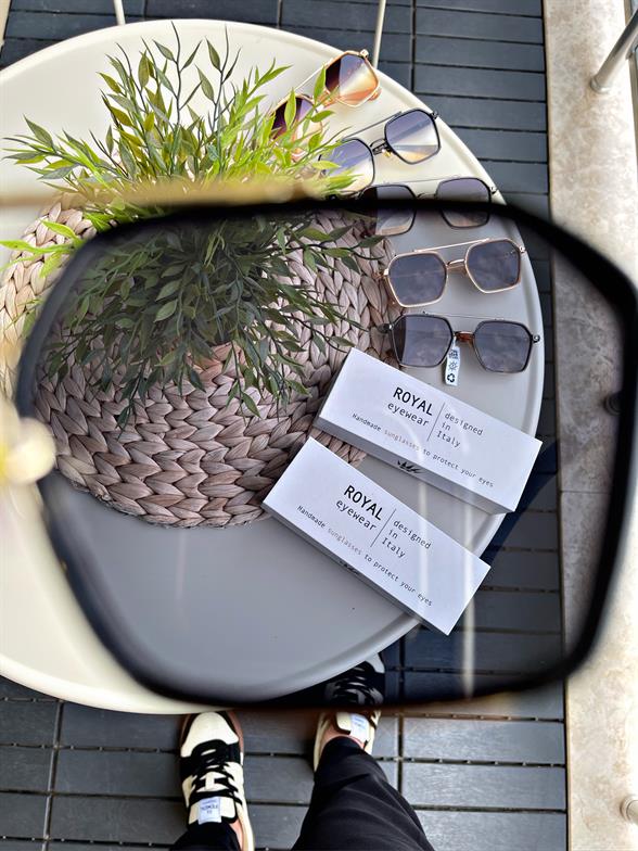 Güneş Gözlüğü Kadın & Erkek UV400 Cam Orjinal CE Belgeli GOLD SİYAH   RE0039W