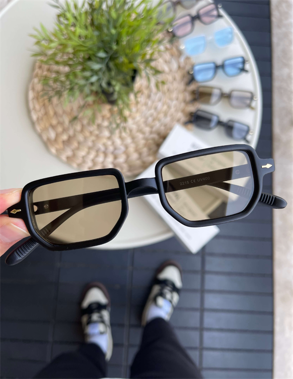 Güneş Gözlüğü Kadın & Erkek UV400 Cam Orjinal CE Belgeli SİYAH KAHVERENGİ RE2215W