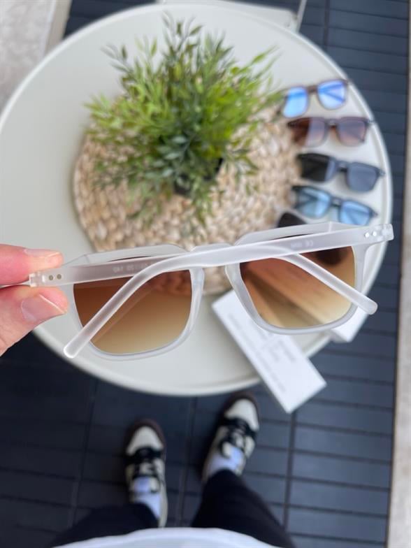 Güneş Gözlüğü Kadın & Erkek UV400 Cam Orjinal CE Belgeli Transparan Kahve RE981W