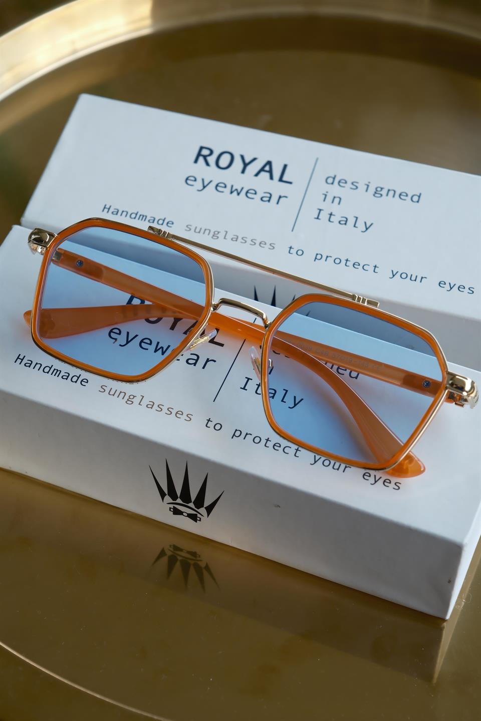 ROYAL EYEWEAR RE0039 Turuncu -Gold GÜNEŞ GÖZLÜĞÜ